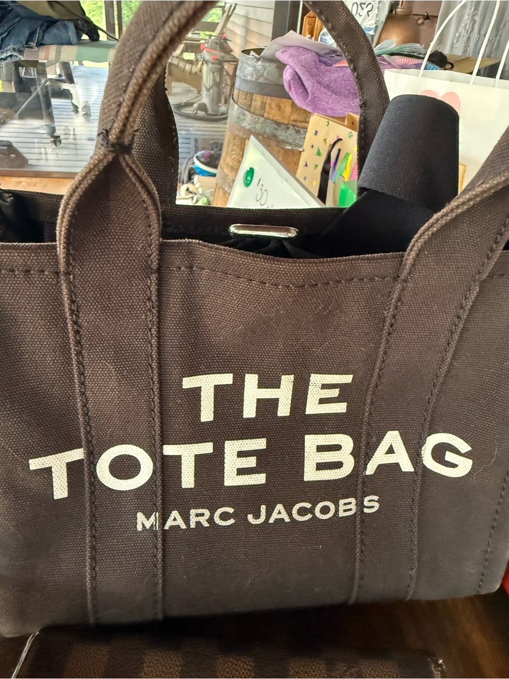 Join me live for a deal! Marc Jacobs BlackCanvas Tote Bag with White Logo